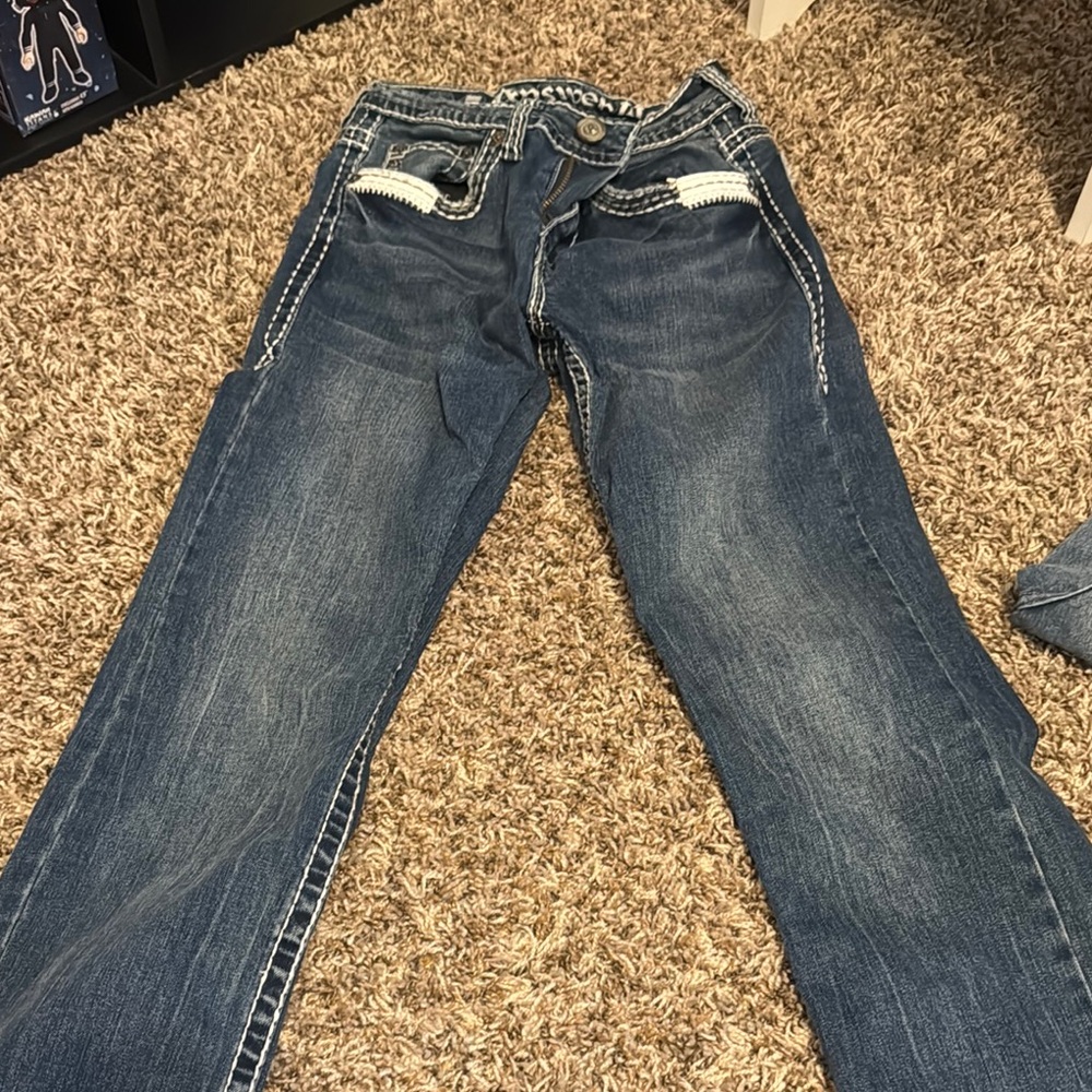 Classic Blue Boot Cut Jeans with Faded Wash